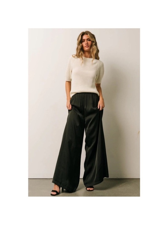 Baltic Born Pants - NEW Baltic Born Jayla Palazzo Satin Pant black wide leg casual spring $90